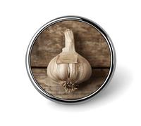 Garlic Cloves Photos Round Badge Personalized Metal Lapel Pin Badges Fit Clothing Bags Hat Humorous Printed Brooch Badge Party Decorations Accessories for Men Women