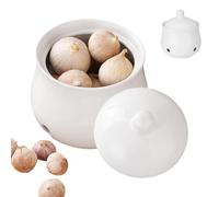 Garlic Container For Counter - Ceramic Onion Storage Jar With Lid, Kitchen Garlic Holder, Breathable Hollow Ventilation | Bin For Kitchen Dining Room Restaurant Fridge Culinary Pantry Onion Potato