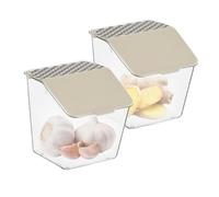 Garlic Container Garlic Container with Lid 2Pcs, Wall-Mounted Transparent Waterproof Dustproof Ginger Green Onion Pepper Chilli Storage Box Jar for Kitchen Restaurant