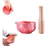 Garlic Grater Bowl with 5 Hole Sizes, Efficient Stripper for Salads Cooking Dressing, Drainage Port Included