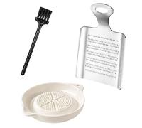 Garlic Grater Plate, Efficient Kitchen Grater for Daily Meal Preparation, Ceramic Garlic Grater and Stainless Steel Ginger Grater with Cleaning Brush, Ideal for Home Cooks and Food Preparation Tasks