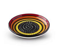 Garlic Grater Plate. (Ref #18). Vintage Style Pattern. Handmade and Hand painted in Cordoba, Spain. Black Plate with Red, Orange, Yellow and Black circles