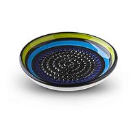 Garlic Grater Plate. (#Ref 19). Handmade and Hand Painted in Cordoba, Spain. Vintage Collection. Black Plate with Green, Blue and Black Circles.