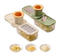 Garlic Grinder, 2Pcs Garlic Slicer, 3 in 1 Multi-Functional Grinder with Hand Guard & Container, Easy to Use and Clean for Kitchen, Onion, Slicer Super Thin