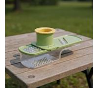 Garlic grinder with multi-purpose stainless steel blades for slicing shredding, compact size for easy storage in drawers or cabinets (Green)