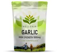 Garlic High Strength 1000mg - 180 Capsules | 6 Month Supply | High Potency Odourless Garlic Extract Equivalent to 1000mg | Heart Health, Circulation & Immune Support - Made for Hellenia