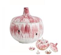 Garlic Keeper, Ceramic Garlic Keeper with Lid, Garlics Holder Countertop, Large Garlics Storage Container Jar for Counter, Gift for The Cooking Enthusiast, Garlic Lover, Housewarming, Mother's Day