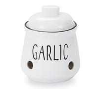 Garlic Keeper with Lid, Ceramic Mini Garlic Container Saver for Countertop, Keep Your Garlic Cloves Fresh, White