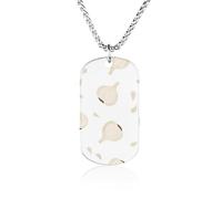Garlic Pattern Personalized Memorial Necklace Rectangle Pendant Great Gifts for Men Women 23.6in（60cm）