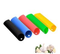 Garlic Peeler, 5 Pcs Silicone Garlic Roller Peeling Tube, Easy Useful Kitchen Tools (Red, Yellow, Green, Blue, Black)