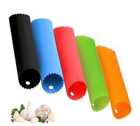 Garlic Peeler, 5 Pcs Silicone Garlic Roller Peeling Tube, Easy Useful Kitchen Tools (Red, Yellow, Green, Blue, Black)