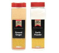 Garlic Powder 500g and Ground Ginger 400g Duo pack | Chef William | Large Shaker Jar