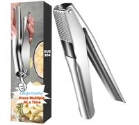 Garlic Press 304 Stainless Steel, Garlic Masher with Large Chamber, Professional Garlic Mincer Tool No Need to Peel, High Effective Garlic Crusher & Garlic Presser Dishwasher Safe