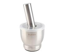 Garlic Press Chopper, 304 Stainless Steel Manual Garlic Grinder with Ergonomic Stick and Silicone Lid, Non - Slip Kitchen Utensil for Crushing Garlic Nuts