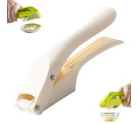 Garlic Press Crusher 2-in-1 Ginger Crusher & Cutter for Kitchen, Easy Squeeze and Clean (White)