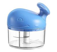 Garlic Press Crusher, Ginger Manual Garlic Puller,Handheld Chopper, Chili Crusher,Portable Pull String No Mess, No Flying Cloves(Blue)