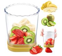 Garlic Press, Fruit Slicer Cup,Strawberry Slicer,Banana Slicer,Grape Press Cutter,Egg Slicers,Detachable Fruit Cutter Slicer with Push Plate,Creative Strawberry Slicer Kitchen Gadget (yellow)