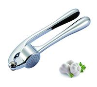 Garlic Press Garlic Crusher, HERUIO Crush Garlic & Ginger with Ease (Peel On), Zinc Alloy Small Kitchen Utensils Gadgets, Super Easy to Clean (Dishwasher Safe), Rust-Proof (Silver)， 6.7 x 1.5 in