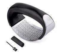 Garlic Press Garlic Crusher Kitchen Garlic Rocker 304 Food Grade Stainless Steel Ginger Crusher with Cleaning Brush & Silicone Garlic Peeler,Garlic Crusher,Garlic Press Rocker