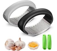 Garlic Press - Garlic Press Rocker Stainless Steel - 2024 Newest Garlic Crusher, Cooking Utensil Garlic Slicer Garlic Press Rocker for Chopped Vegetables Uses (2Pack)