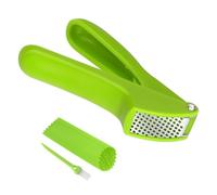 Garlic Press Green Garlic Crusher Plastic Garlic Grater Garlic Press Crusher Garlic Mincer Garlic Grinder with Silicone Garlic Peeler Skin Remover & Cleaning Brush