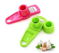 Garlic Press Grinder, 2Pcs Outdoor Garlic Chopper Grinder Camping Garlic Grater Manual Compact Garlic Mini Crusher, Stainless Steel Garlic Grinder for Kitchen BBQ's and Outdoor Cooking