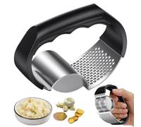 Garlic Press Rocker - 2 in 1 Ergonomic Grip Kitchen Gadgets | Easy Clean Garlic Press Stainless Steel for Effortless, Smashing Ginger, Scallion, Home, Dorm or Restaurant Use