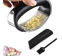 Garlic Press Rocker Stainless Steel, Garlic Mincer Tool with Garlic Peeler Tube, Sturdy Garlic Crusher Garlic Presser with Ergonomic Handle, Garlic Slicer & Grinder Extracts More Garlic Paste
