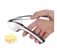 Garlic Press - Stainless Steel 15.5x5.5x2.5cm | Multifunctional Manual Mincer And Pounder | Convenient Ergonomic Ginger Crusher | Professional Heavy Duty Kitchen Squeezer For Creative Cooking And Home
