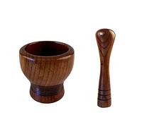 Garlic Presses Mortar and Pestle Set, Wooden Hand Mortar and Pestle Grinder for Garlic Press, Coffee Grinder, Ginger Crusher, Spice Grinding, Spices and Kitchen Usage, 4.2 Inch Mor