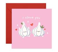 Garlic Pun Love Card - I Clove You - Gift for Him, Her, Babe, Girlfriend, Boyfriend, Partner, Spouse, Husband, Wife, Sweetheart, Darling - Sweet and Quirky Ideas on Valentine’s Day
