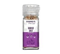 Garlic Salt 2.3 oz (65 gm) w/Convenient Grinder Cap Savory Pungent Tangy Taste | Himalayan Pink Salt Minced Garlic Mix | Non-Bioengineered Vegan Gluten Free by Pride of India
