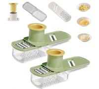 Garlic Slicer Super Thin,2pcs Super Thin Garlic Slicer,Multifunctional Super Thin Garlic Slicers,Mini Garlic Slicer,Food-Grade Stainless Steel Garlics Cutter,Vegetable Cutter Container-2pcs-Green