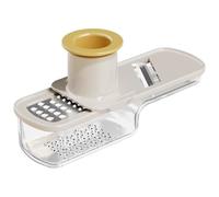 Garlic Slicer Super Thin, Garlic Slicer 3-in-1 Multi-Functional Mini Grinder, Grater with Container and Hand Guard Easy to Clean for Kitchen White, Thin