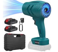 GARLLEN Cordless Leaf Blower, 21V Electric Leaf Blowers for Lawn Care with 2x 1.5Ah Battery, Lightweight Violent Turbofan Blower 35000RPM with Charger for Patio, Garden, Driveway Cleaning