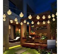 Garlocht Solar Garden Lights Outdoor Waterproof, 100LED 12M/39Ft Solar Fairy Lights, Crystal Ball Lights with 8 Modes, Decorative Lighting for Home, Yard,Patio, Party, Christmas (Warm White)