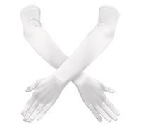 Garma Long Opera Gloves for Women Formal 1920s Satin Wedding Bridal Bridgerton Princess Dress for Women Elbow Length 20", White/Opulent Garden, One size