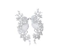 Garment Accent Applique Set, Grey | Floral Lace Embroidery Pieces for Bodice Detail, Sewing Project Finishing Workshop