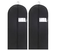 Garment Bag, 2 PCS Dustproof Clothes Covers, Suit Cover Bags with Clear Window Suitable for Travel Home Wardrobe Storage Breathable Suit Jacket Carrier 120 x 60 cm Black
