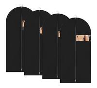 Garment Bag, 4Pcs Dustproof Clothes Covers with Clear Window 120x60cm Black | Garment Bags for Hanging Clothes with Secret Zipped, Suitable for Coats Blazers Dresses and Formal Dresses
