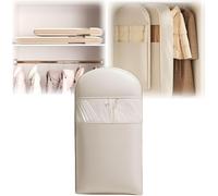 Garment Bag ¨C Large Hanging Dress Bag with Self-Compression Zipper, Space Saver Closet Organizers, Dustproof Clothes Covers Protector for Coats, dress bags covers long, Moth-Proof (Beige, Medium)