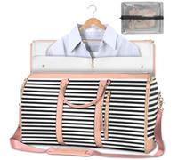 Garment Bag for Travel, Foldable Garment Duffel Bag, 2-in-1 Hanging Foldable Suitcase Travel Bags,Convertible Carry On Garment Bag(Black and white stripes)