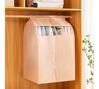 Garment bag, Large 2 pcs Non-woven Dress Covers and Clear Window Hanging Clothes Storage Bag Three-dimensional Easy Wa(Pink,M)