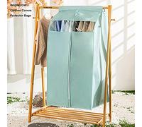 Garment bag, Large 2 pcs Non-woven Dress Covers and Clear Window Hanging Clothes Storage Bag Three-dimensional Easy Wa(Green,M)