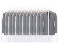 Garment Bags, 12 Pack 60cm x 100cm Breathable Suit Bag Covers with Zip, PEVA Clothes Cover Bags Coat Garment Bags Waterproof Moth Proof Dress Cover Bags for Wardrobe Storage and Travel (40" x 24")