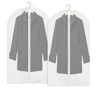 Garment Bags 2 PCS Dustproof Clothes Covers Waterproof Moth Proof Coat Bag with Zip Translucent Suit Cover Bags Anti-Mite Breathable Protector for Wardrobe Storage Travel, 60x100cm