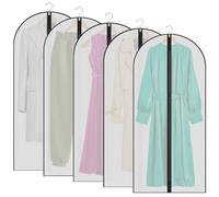 Garment Bags,5PCS Dustproof Garment Covers PEVA Translucent Clothes Covers with Zip Moth Proof Suit Protector Bags Waterproof Dress Covers for Shirts Coats Costumes (60X120cm)