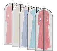 Garment Bags,5PCS Dustproof Garment Covers PEVA Translucent Clothes Covers with Zip Moth Proof Suit Protector Bags Waterproof Dress Covers for Shirts Coats Costumes (60X140CM)
