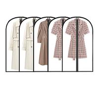 Garment Bags 60x120cm, Moth Proof Waterproof Clear Dustproof Clothes Covers Full Zipper Breathable Coat Bags for Clothes Storage(Pack of 5)