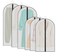 Garment Bags,6PCS Dustproof Garment Covers PEVA Translucent Clothes Covers with Zip Moth Proof Suit Protector Bags Waterproof Dress Covers for Shirts Coats Costumes-(60 * 100cm,60 * 120cm)